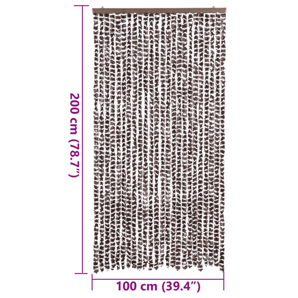 Zastor protiv muha smeđa i bijela 100 x 200 cm od šenila