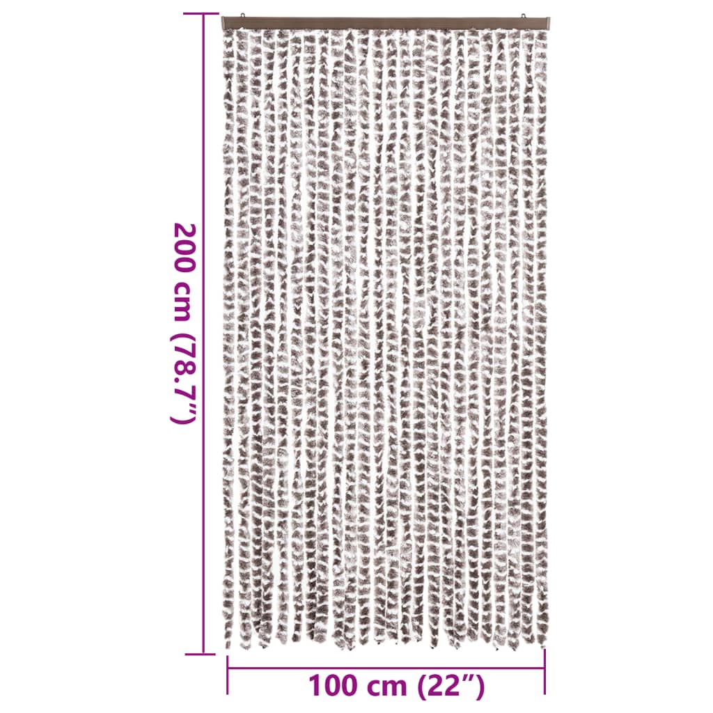 Zastor protiv muha Smeđesiva i bijeli 100 x 200 cm od šenila