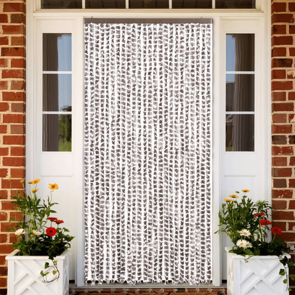 Zastor protiv muha Smeđesiva i bijeli 100 x 200 cm od šenila