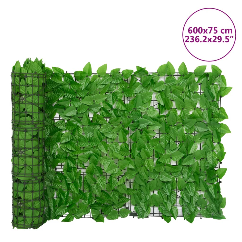Balkonski zaslon za privatnost sa zelenim lišćem 600 x 75 cm