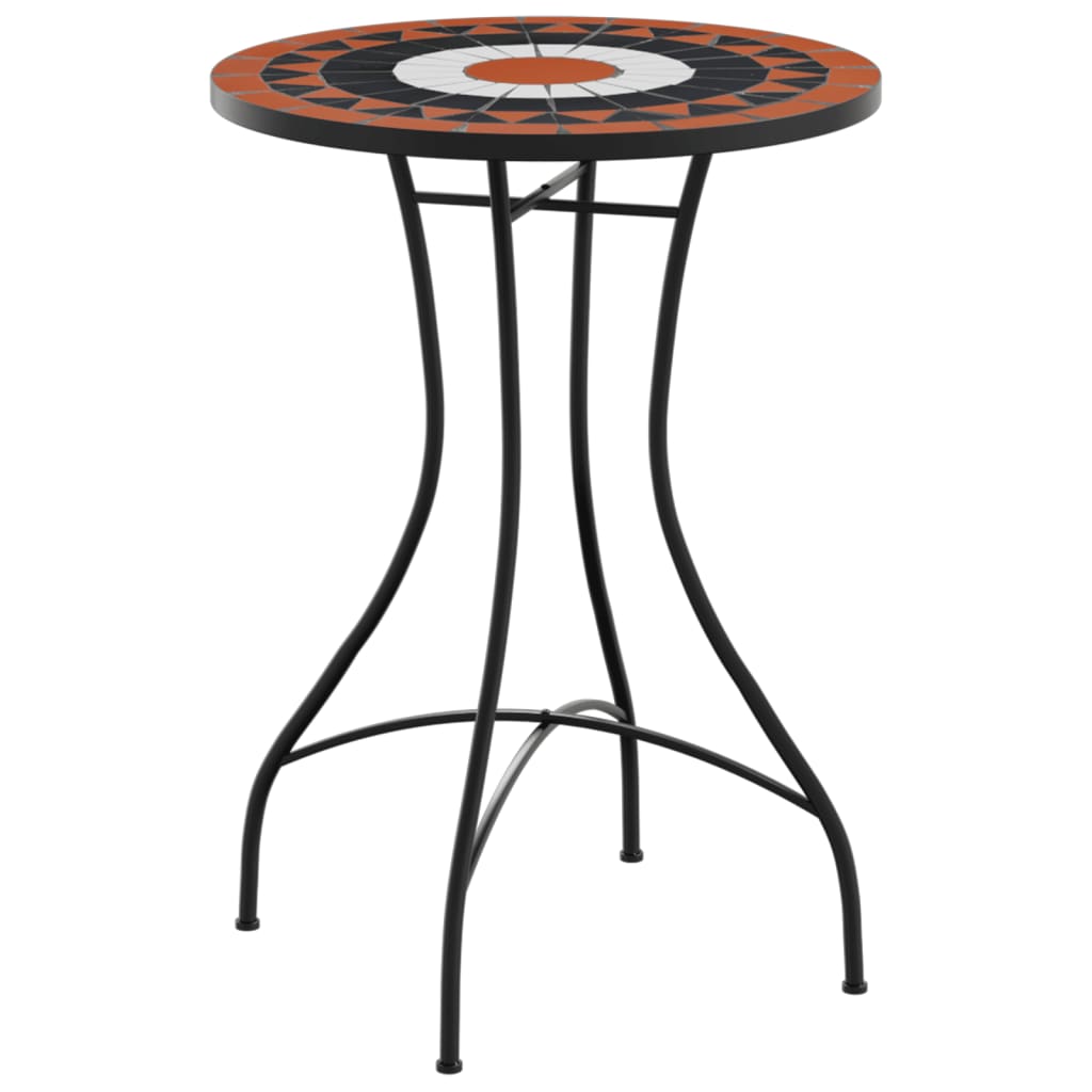 Bistro stolić s mozaikom boja cigle i bijela Ø50x70cm keramički