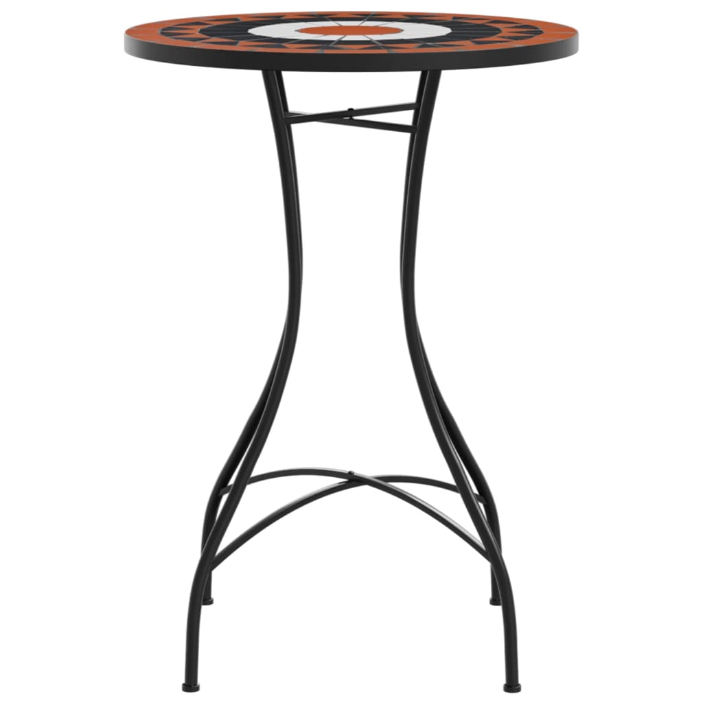 Bistro stolić s mozaikom boja cigle i bijela Ø50x70cm keramički
