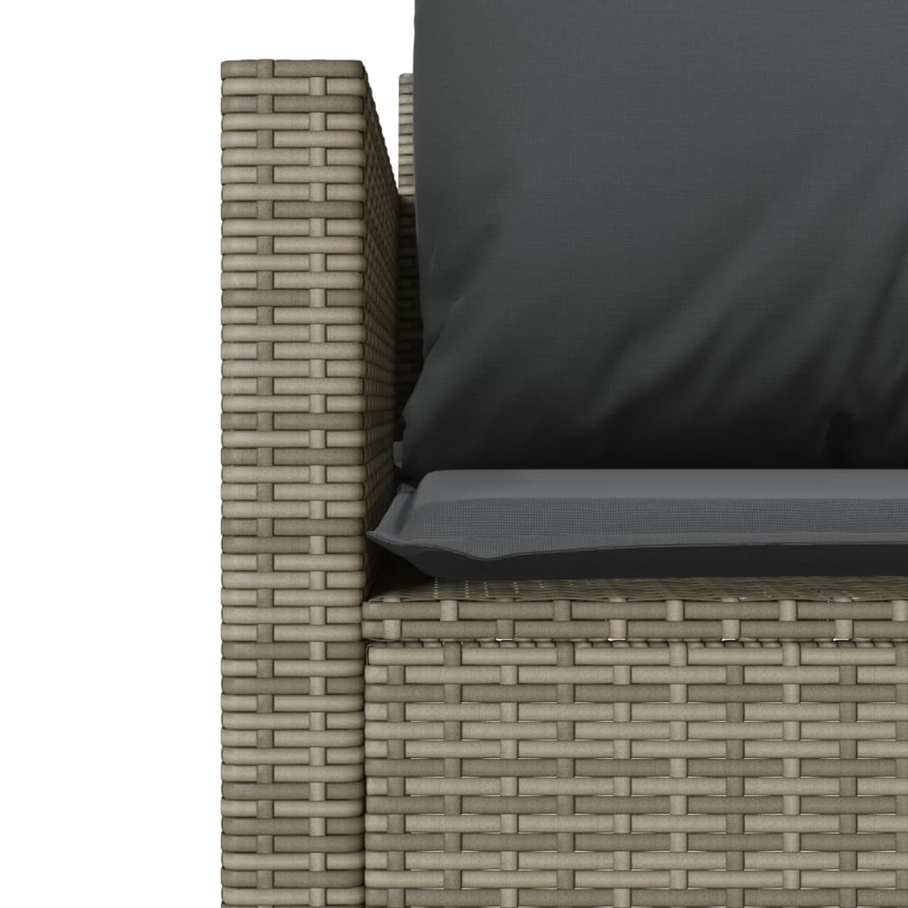3-dijelni bistro set od poliratana s jastucima sivi