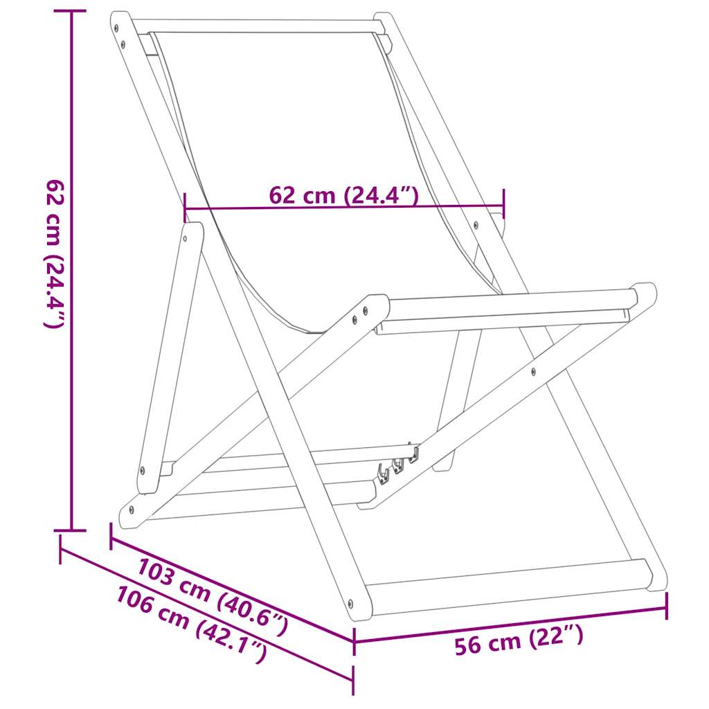 Sklopiva stolica za plažu uzorak lišća od eukaliptusa i tkanine