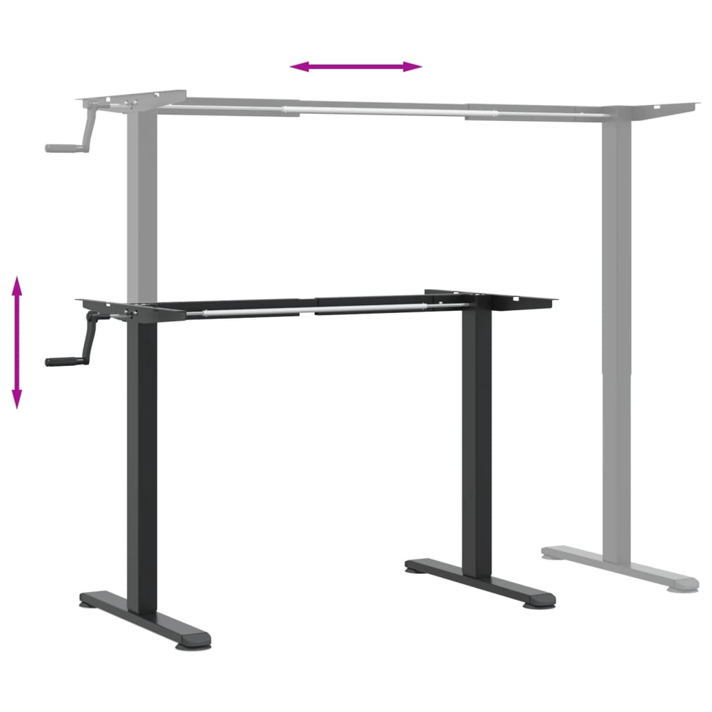 Samostojeći okvir za stol crni (94-135)x60x(70-114) cm čelični