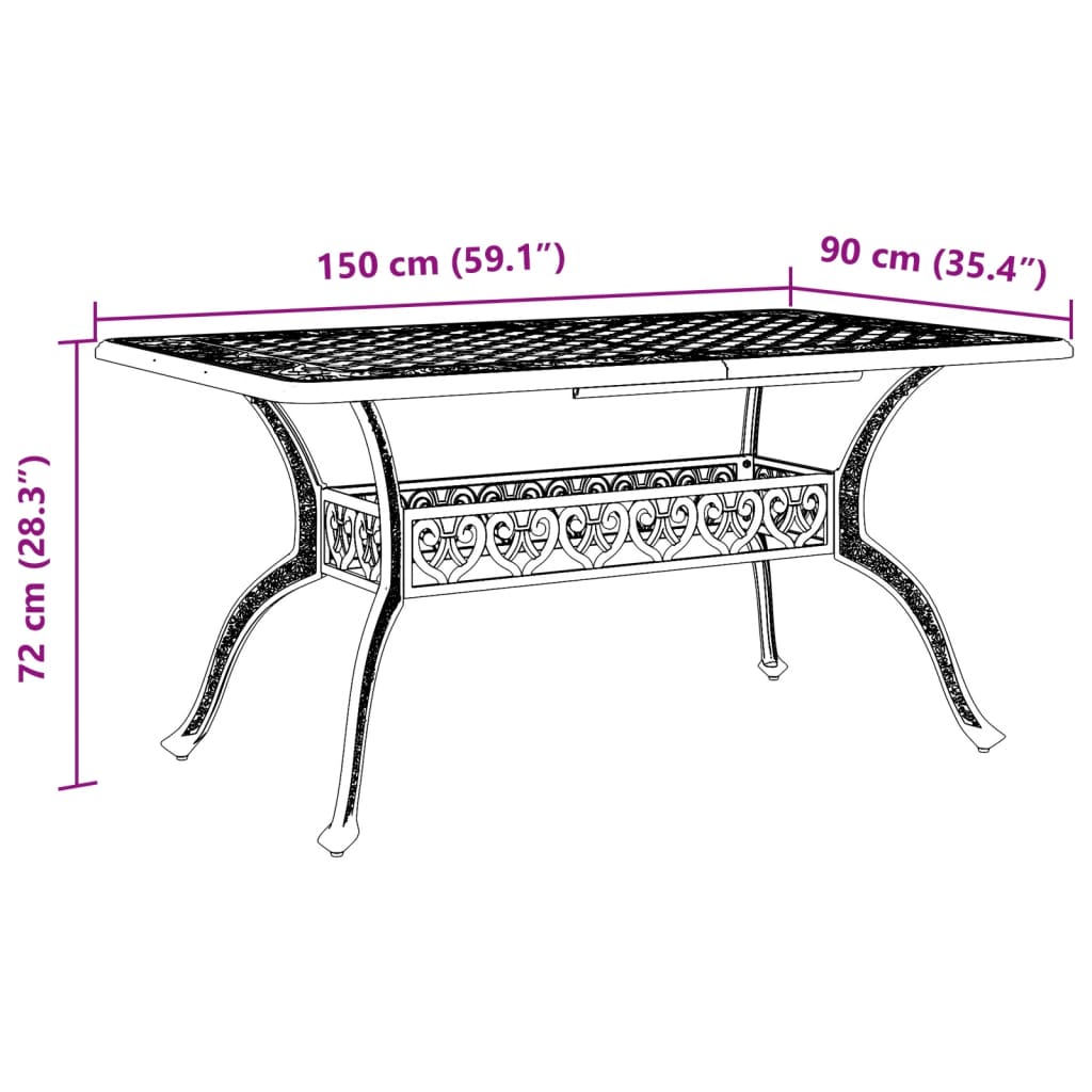 Vrtni stol brončani 150 x 90 x 72 cm od lijevanog aluminija
