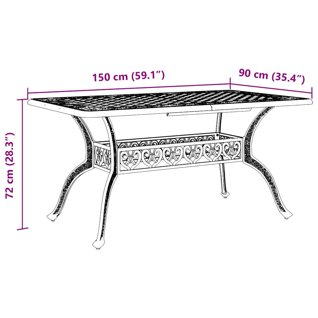 Vrtni stol zeleni 150 x 90 x 72 cm od lijevanog aluminija