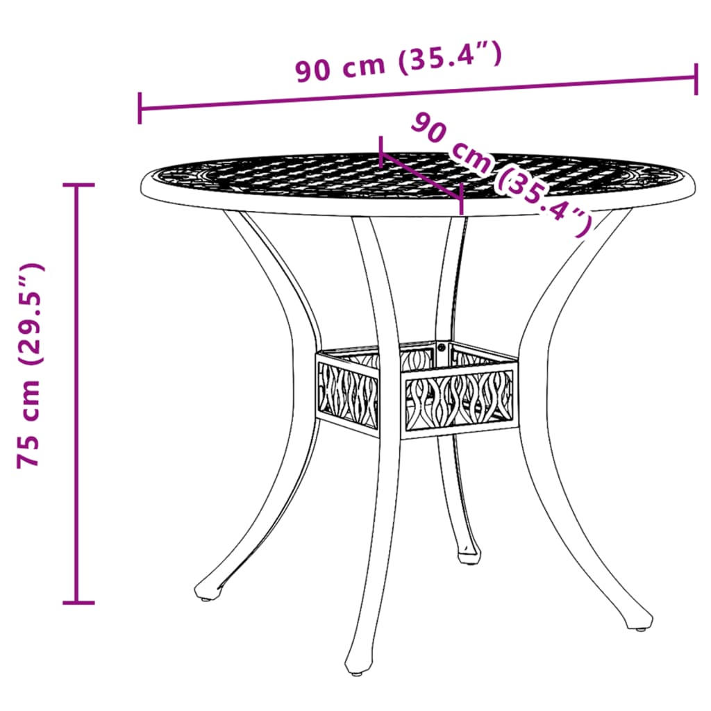Vrtni stol bijeli Ø90x75 cm od lijevanog aluminija