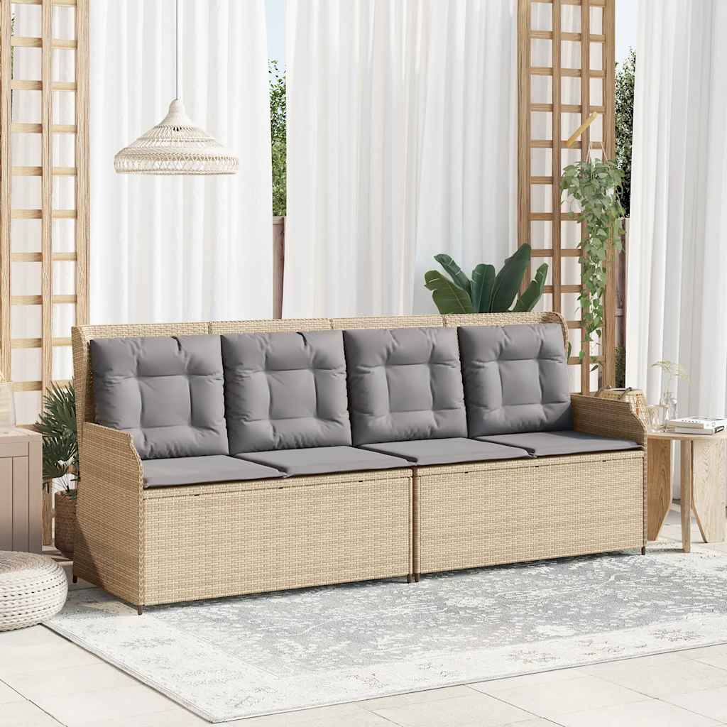 Vrtni naslonjač s jastucima bež od poliratana