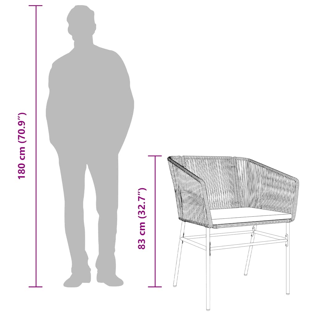 Vrtne stolice s jastucima 2 kom od poliratana crne