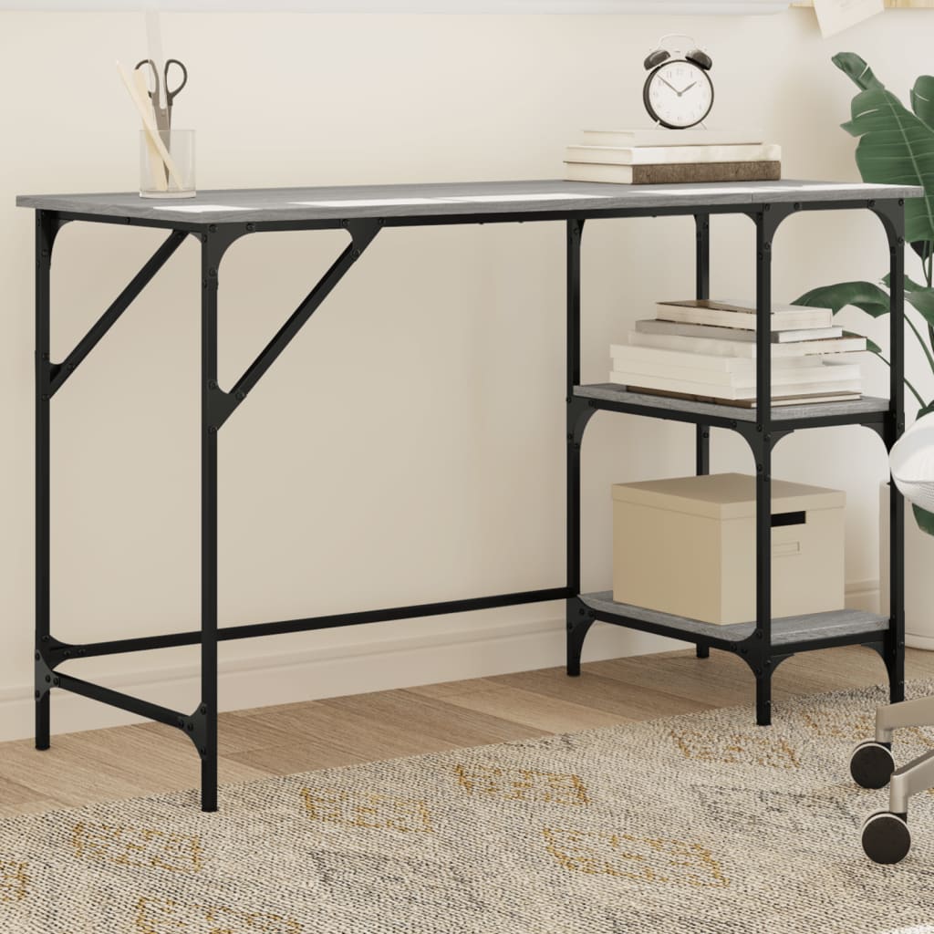 Radni stol boja hrasta 120x50x75 cm metal i konstruirano drvo