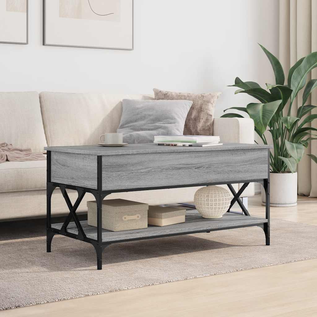 Stolić za kavu siva boja hrasta 100x50x50 cm od drva i metala