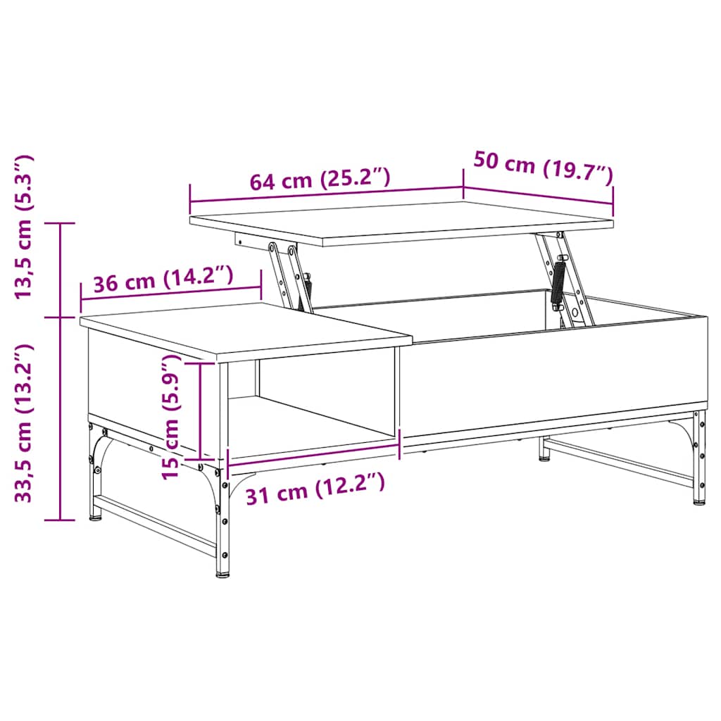 Stolić za kavu crni 100 x 50 x 35 cm konstruirano drvo i metal