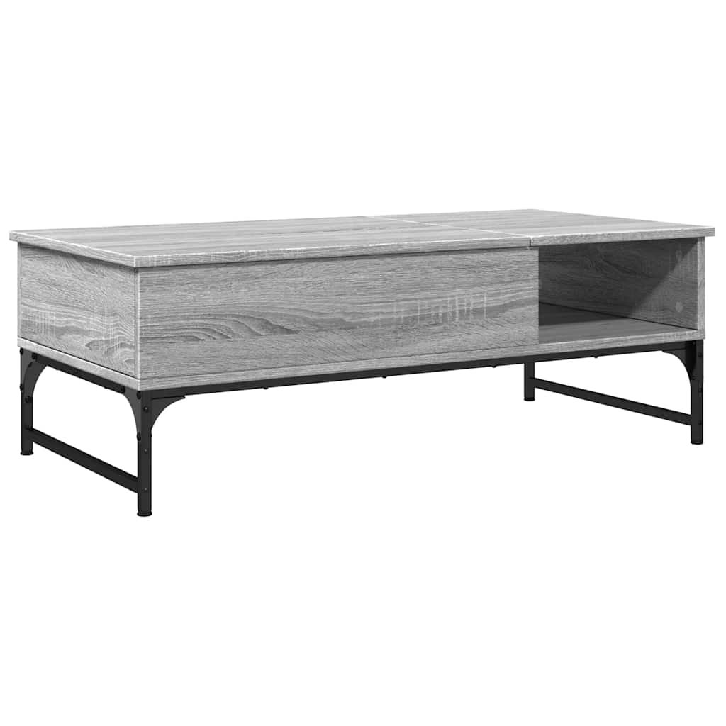 Stolić za kavu siva boja hrasta 100x50x35 cm od drva i metala