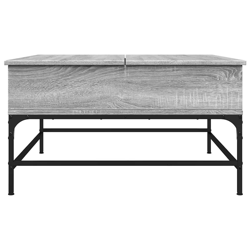 Stolić za kavu siva boja hrasta 80x80x45 cm od drva i metala