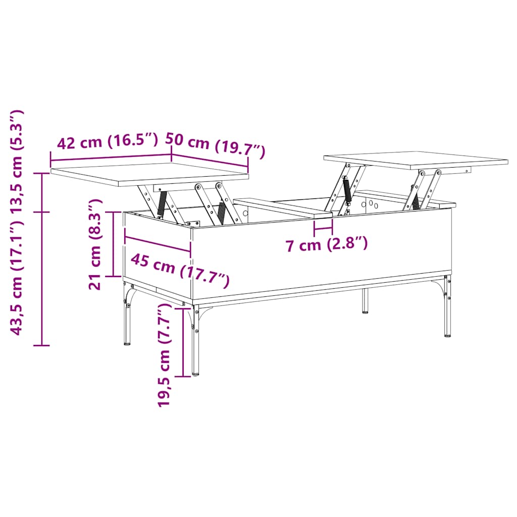 Stolić za kavu crni 100 x 50 x 45 cm konstruirano drvo i metala
