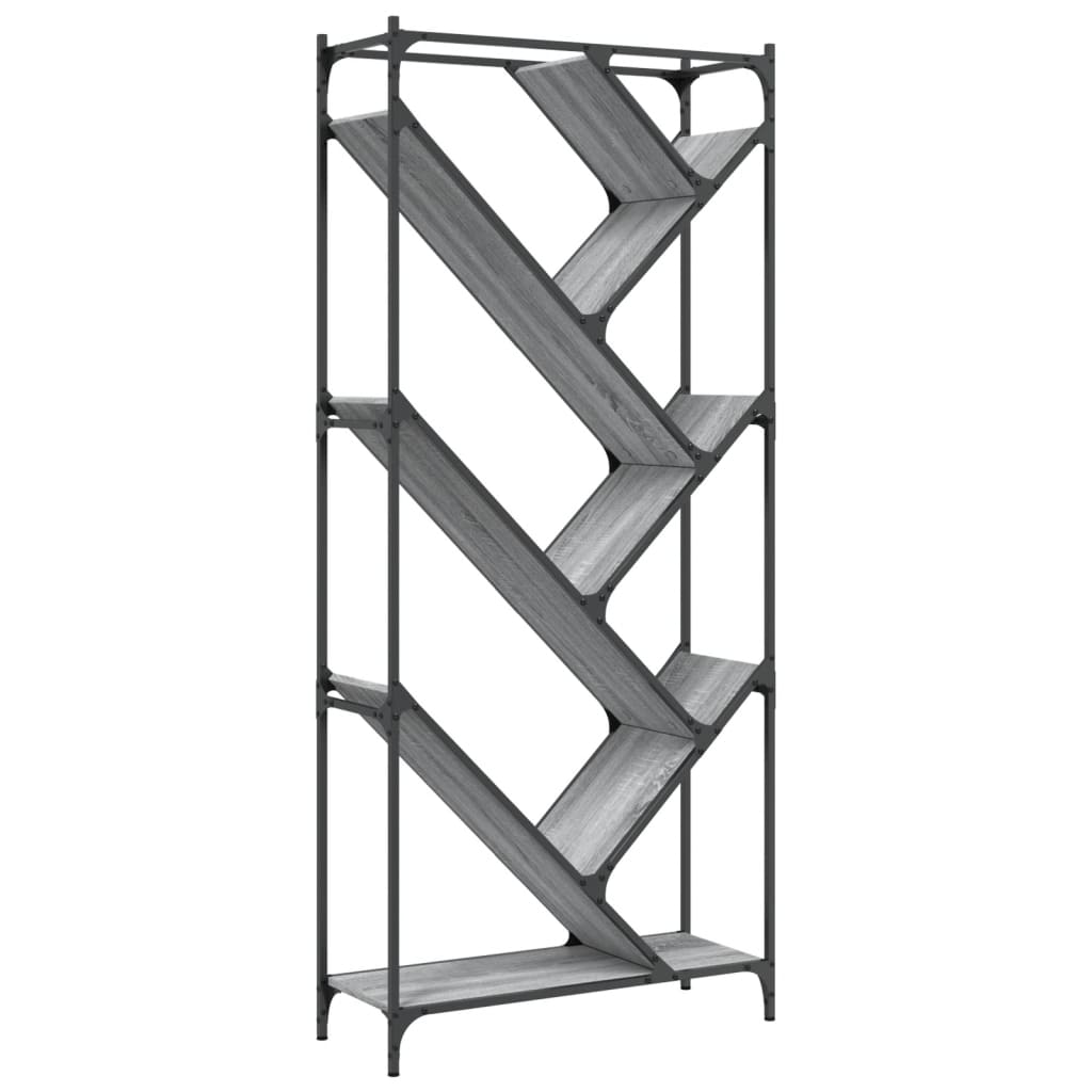 Regal za knjige siva boja hrasta 79x30x180 cm od drva i metala