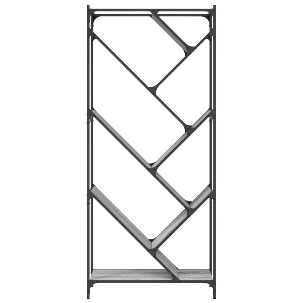 Regal za knjige siva boja hrasta 79x30x180 cm od drva i metala