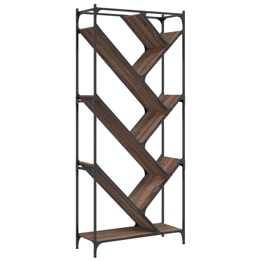 Regal za knjige smeđa boja hrasta 79x30x180 cm od drva i metala