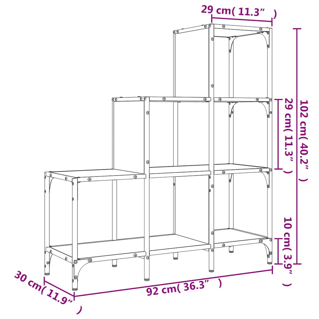 Regal za knjige crni 92 x 30 x 102 cm konstruirano drvo i metal
