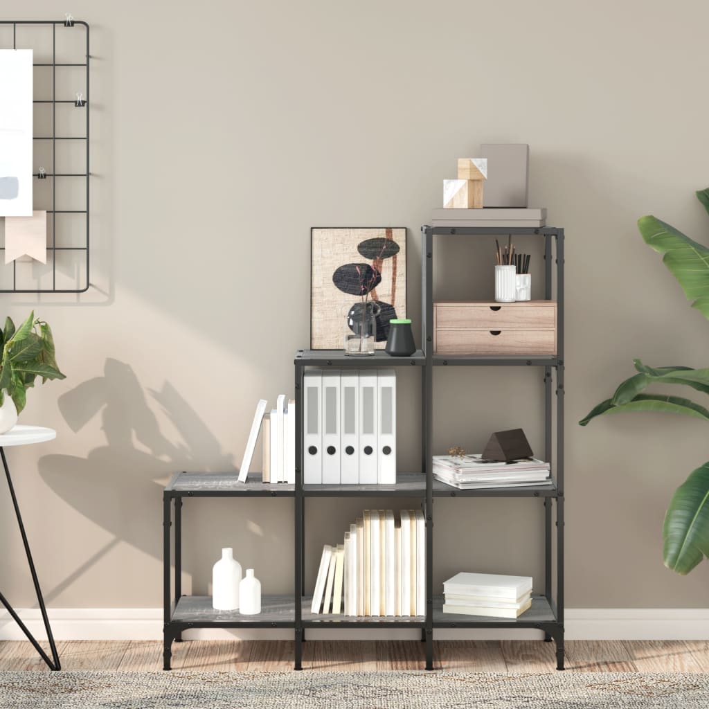 Regal za knjige siva boja hrasta 92x30x102 cm od drva i metala