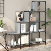 Regal za knjige siva boja hrasta 122x30x132 cm od drva i metala