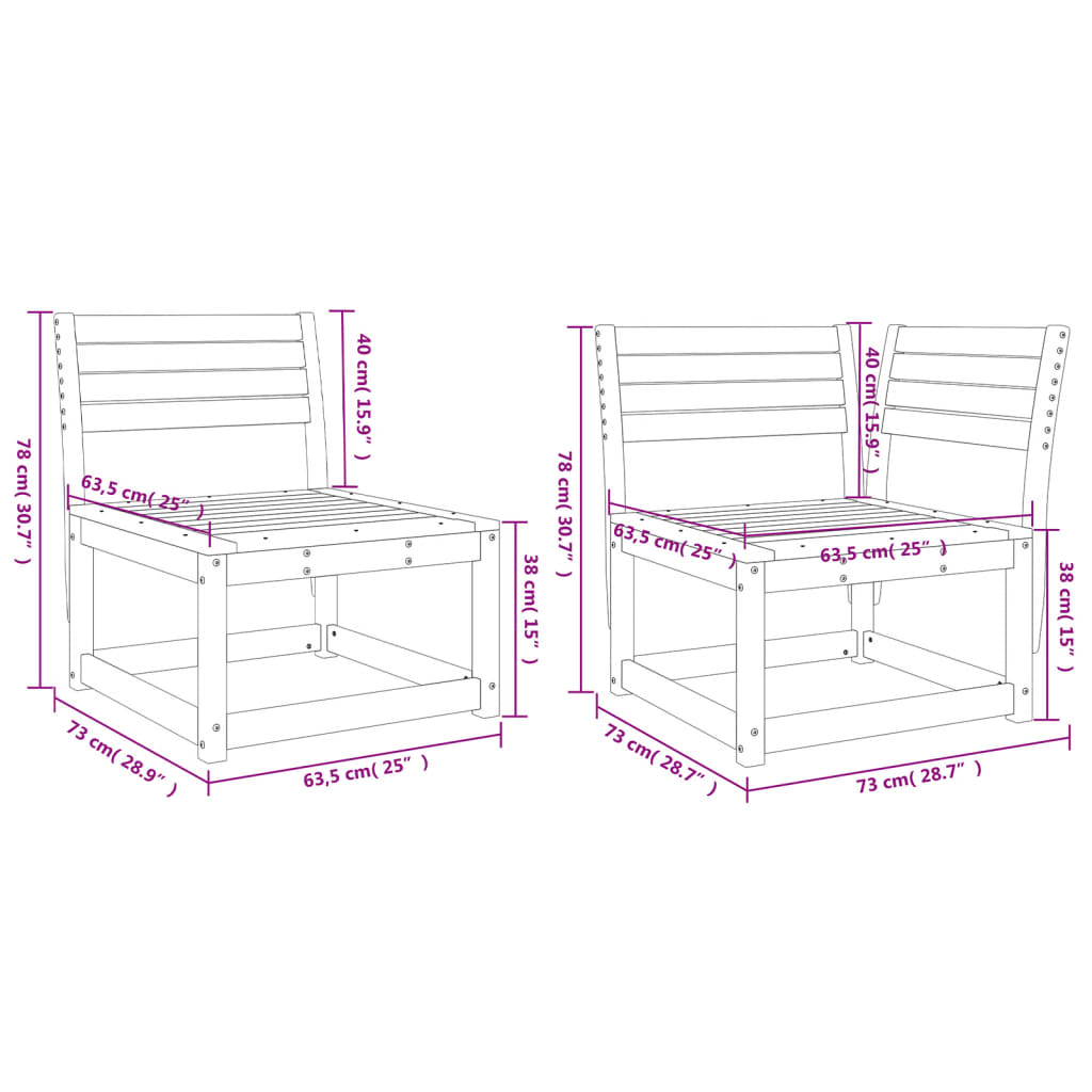 5-dijelni set vrtnih sofa bijeli od masivne borovine