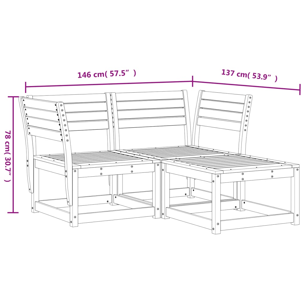 3-dijelni set vrtnih sofa od impregnirane borovine