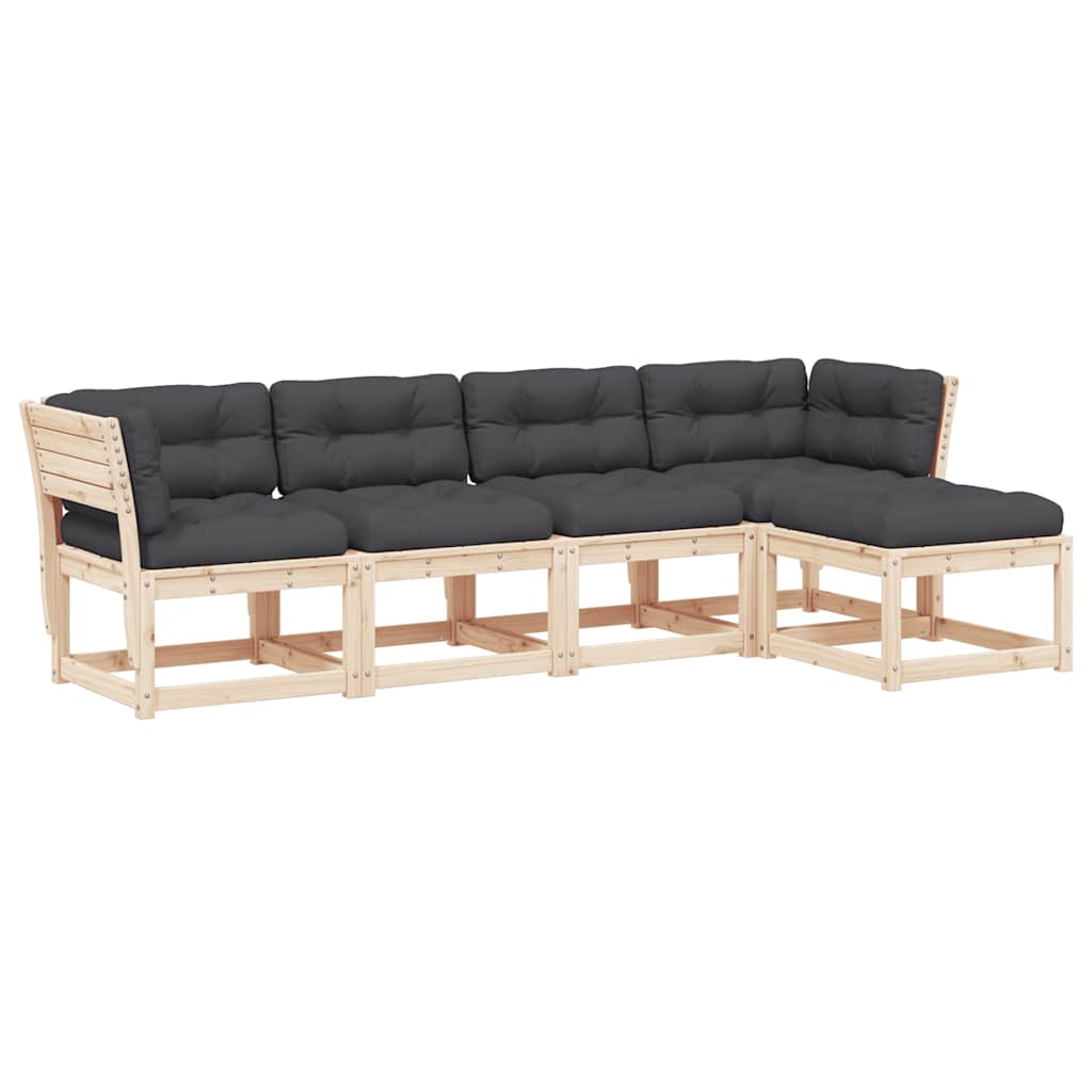 5-dijelni set vrtnih sofa od masivne borovine s jastucima