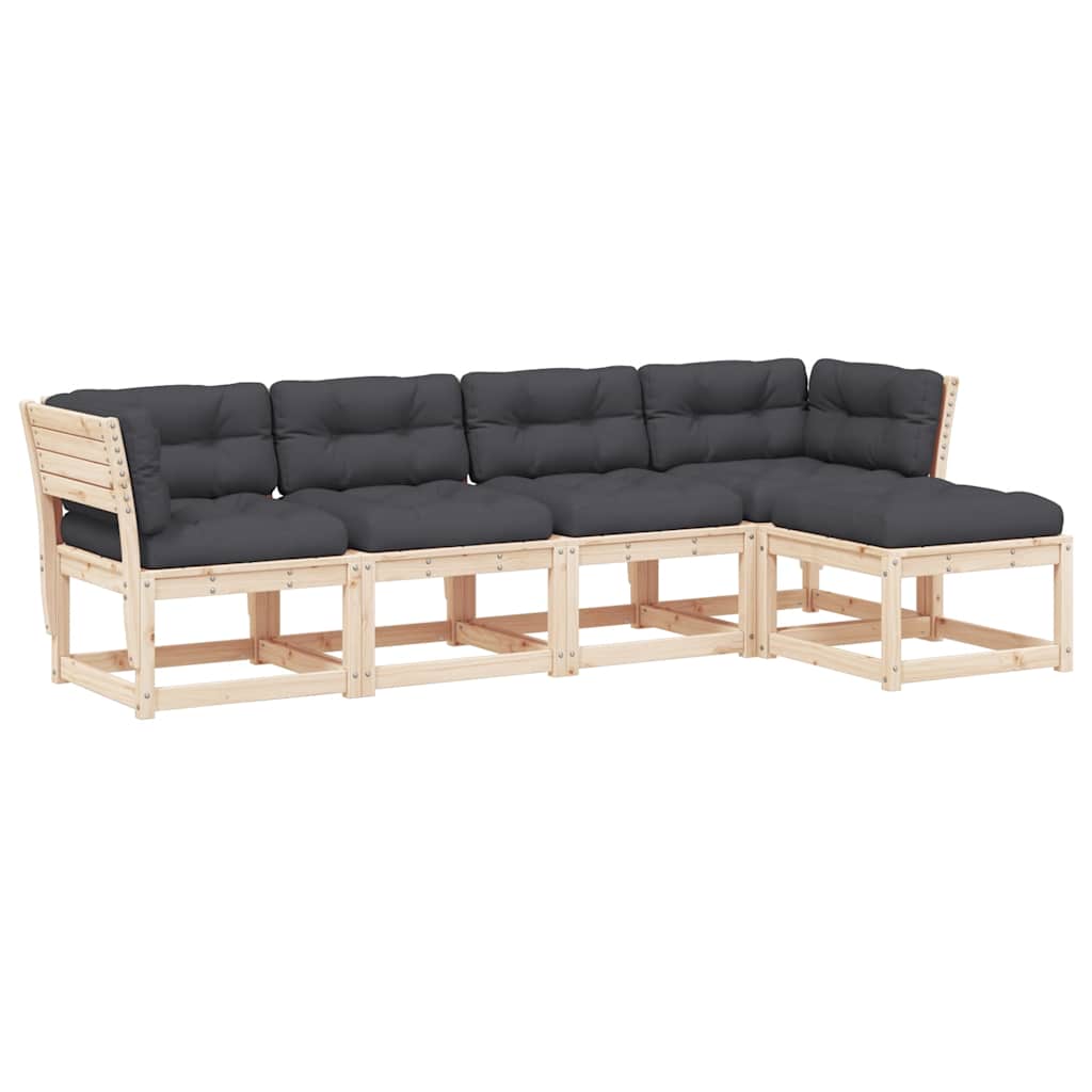 5-dijelni set vrtnih sofa od masivne borovine s jastucima