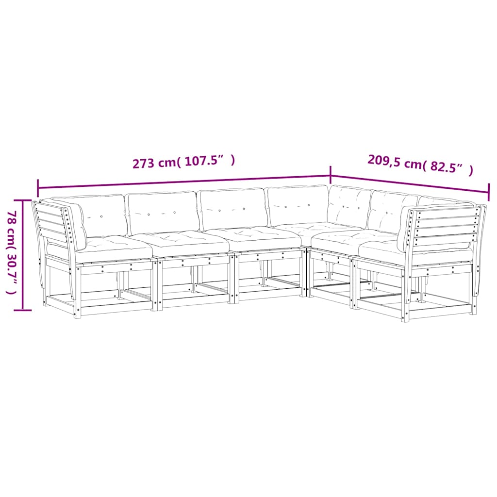 6-dijelni set vrtnih sofa s jastucima bijeli masivna borovina