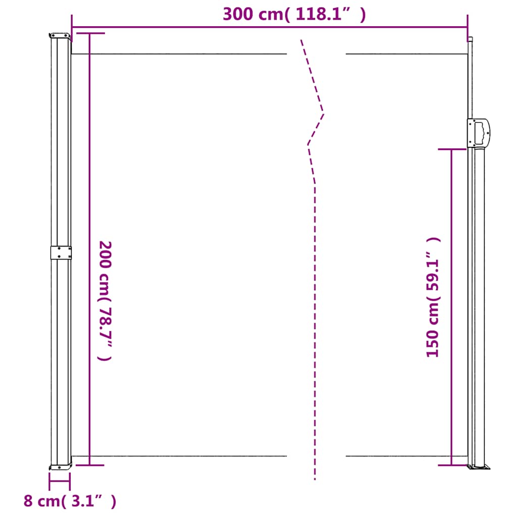 Bočna tenda na uvlačenje bijela 200x300 cm