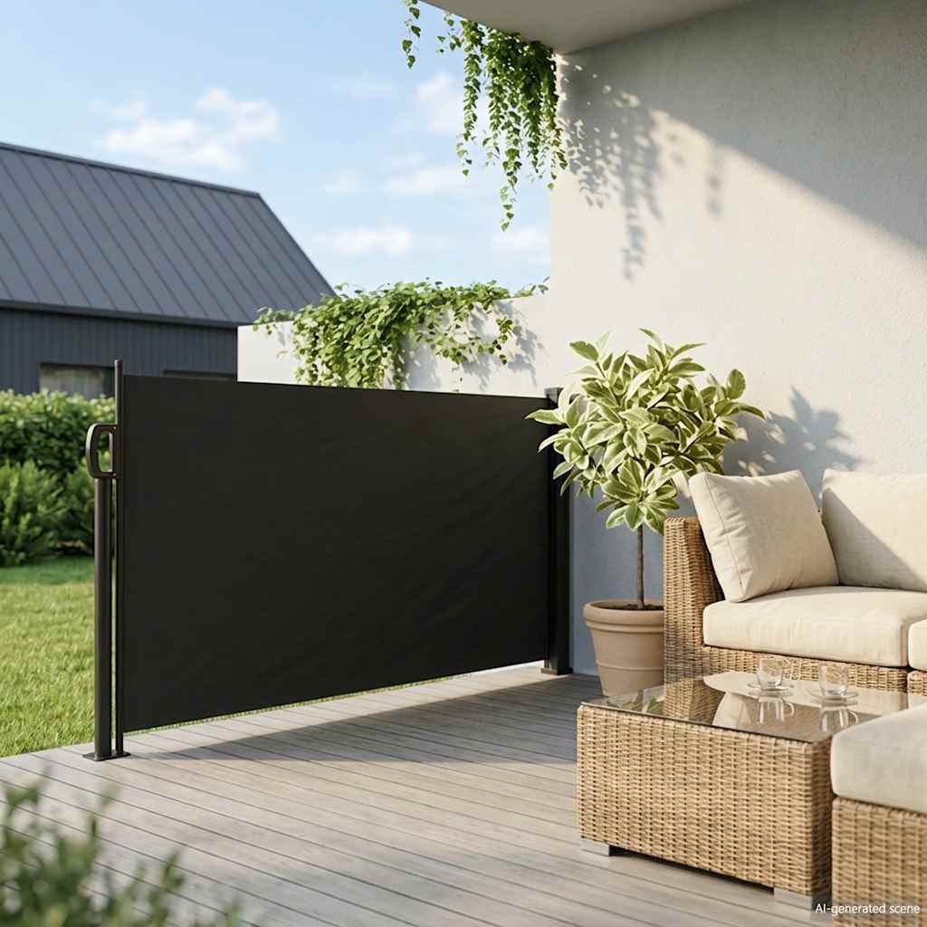 Bočna tenda na uvlačenje crna 100 x 500 cm