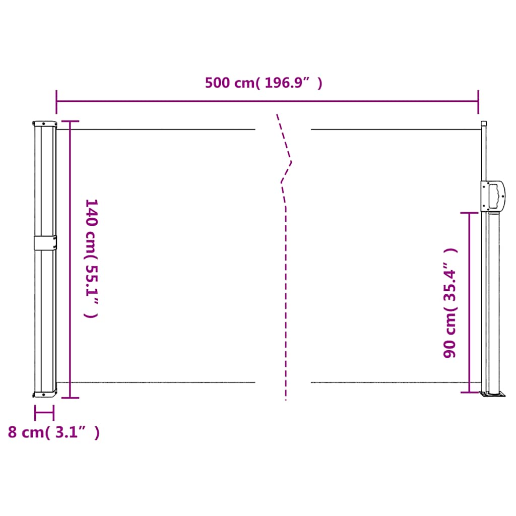 Bočna tenda na uvlačenje bež 140 x 500 cm