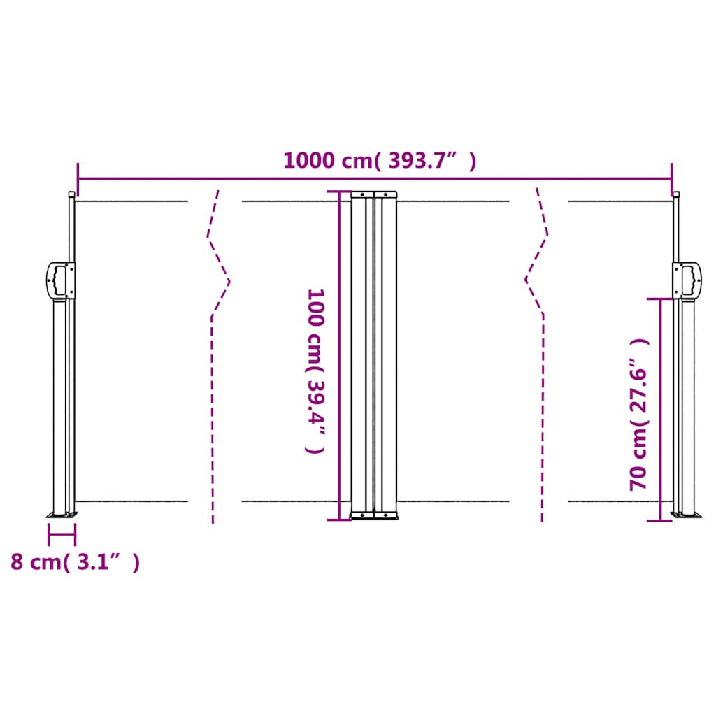 Uvlačiva bočna tenda 100 x 1000 cm plava