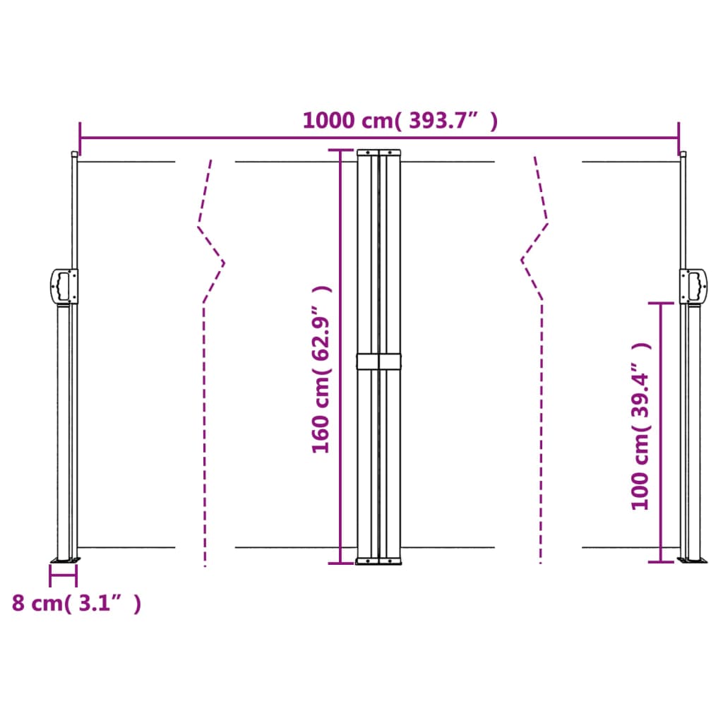 Bočna tenda na uvlačenje plava 160 x 1000 cm