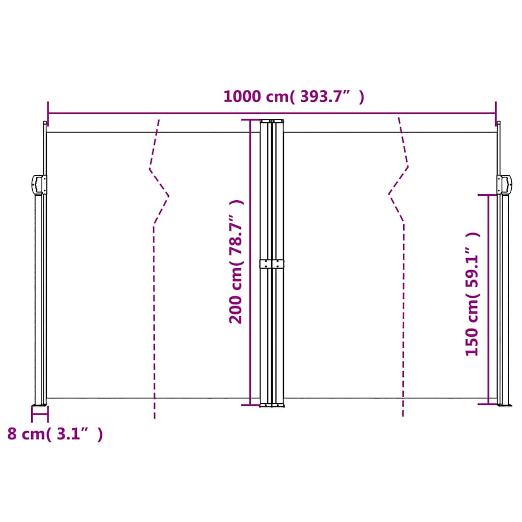 Bočna tenda na uvlačenje antracit 200x1000 cm