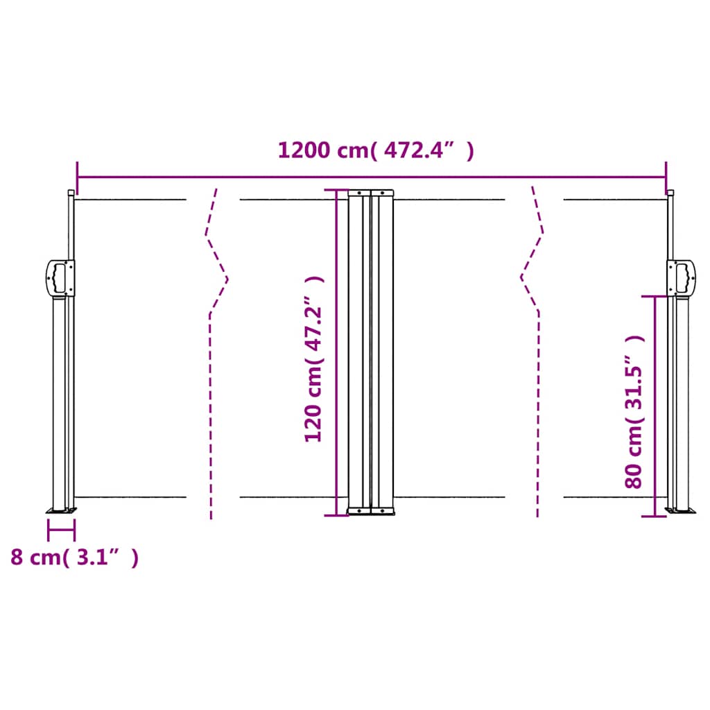 Bočna tenda na uvlačenje plava 120x1200 cm