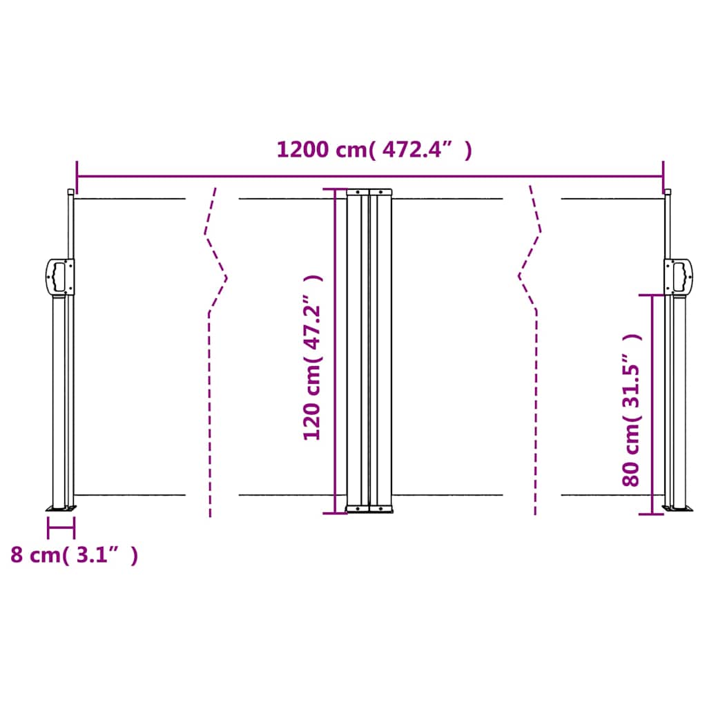 Bočna tenda na uvlačenje terakota 120 x 1200 cm