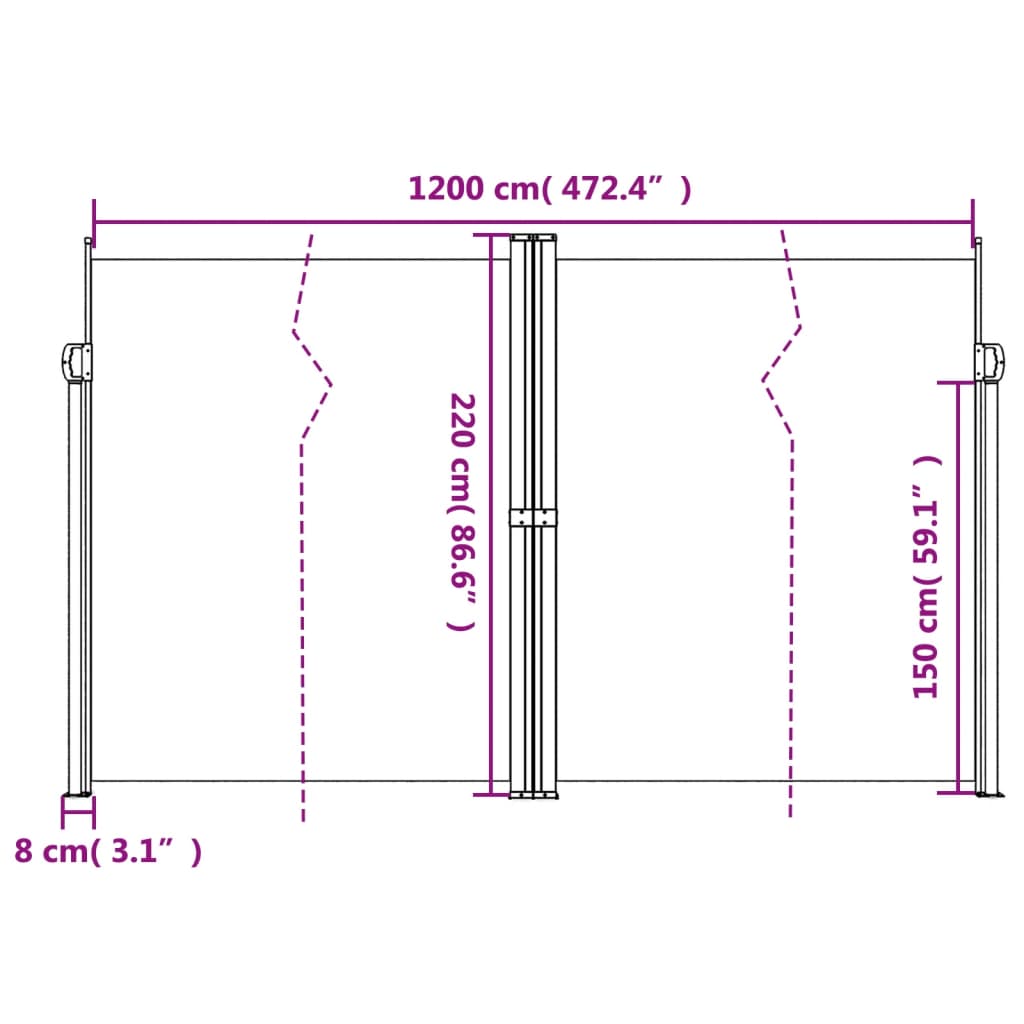 Bočna tenda na uvlačenje plava 220 x 1200 cm