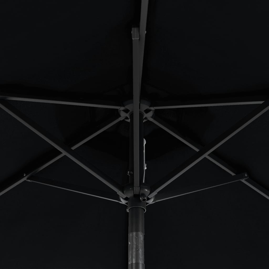 Vrtni suncobran s čeličnom šipkom crni 225 x 225 x 212 cm