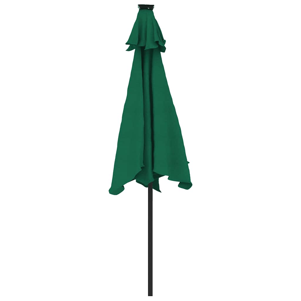 Vrtni suncobran s čeličnom šipkom LED zeleni 225 x 225 x 212 cm