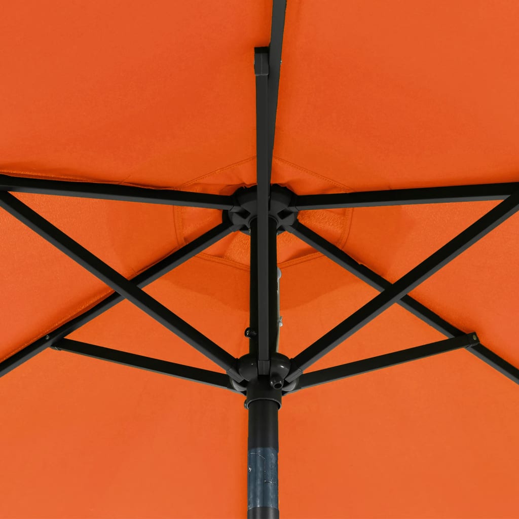 Vrtni suncobran s čeličnom šipkom LED terakota 225x225x212 cm