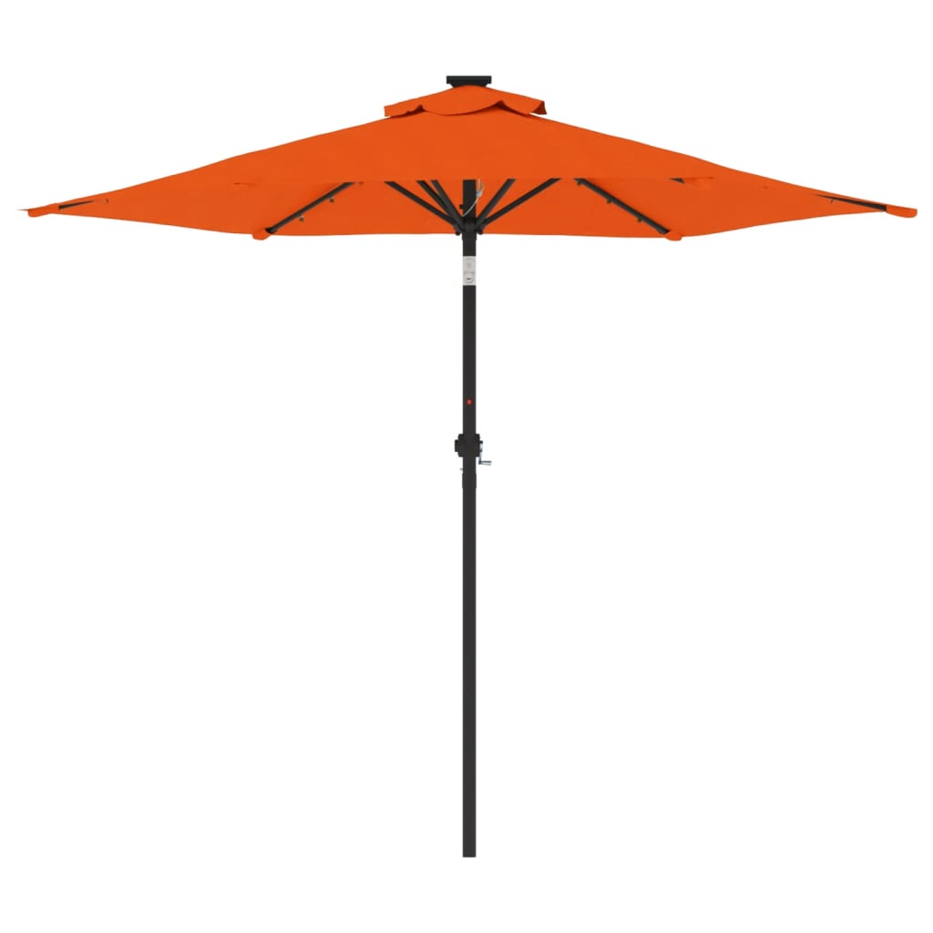 Vrtni suncobran s čeličnom šipkom LED terakota 225x225x212 cm