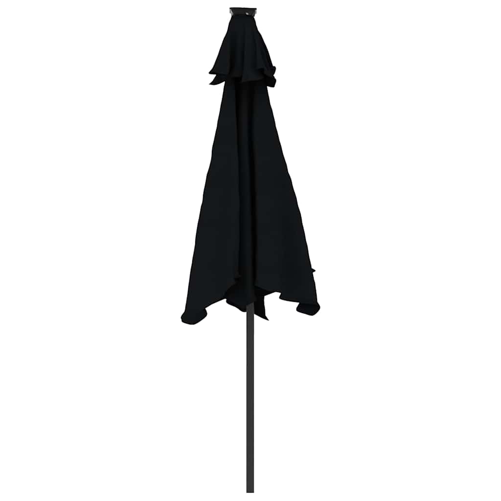Vrtni suncobran s čeličnom šipkom LED crni 225 x 225 x 212 cm