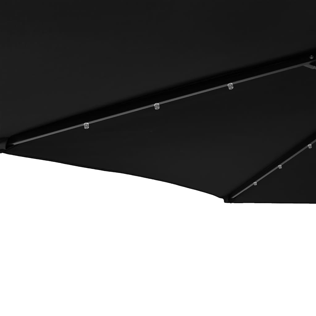 Vrtni suncobran s čeličnom šipkom LED crni 225 x 225 x 212 cm