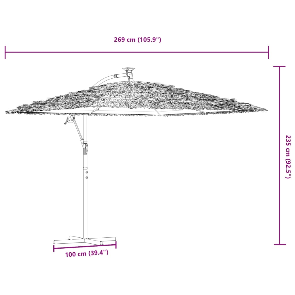 Vrtni suncobran s čeličnom šipkom smeđi 269x269x235 cm