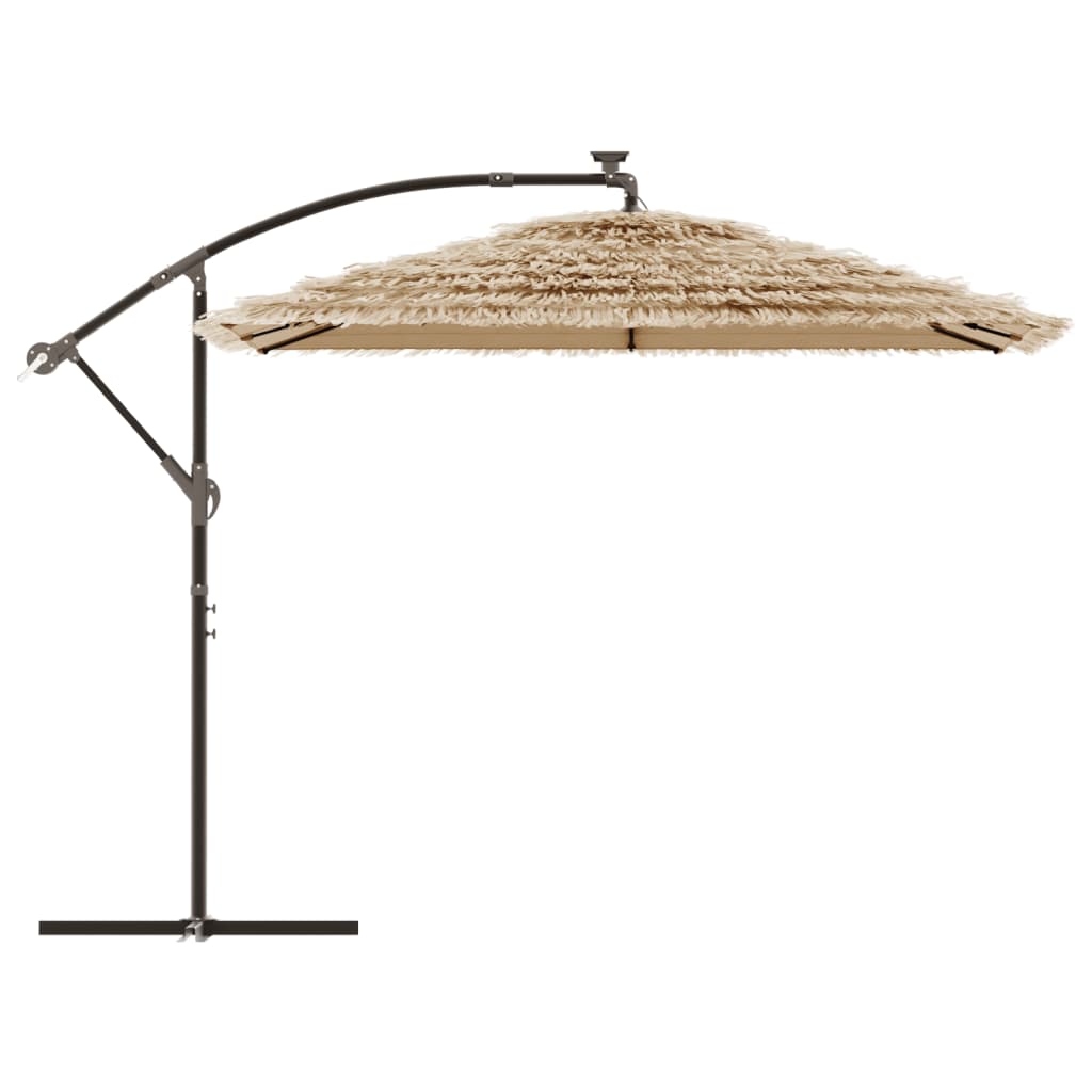 Vrtni suncobran LED s čeličnom šipkom smeđi 269x269x235 cm