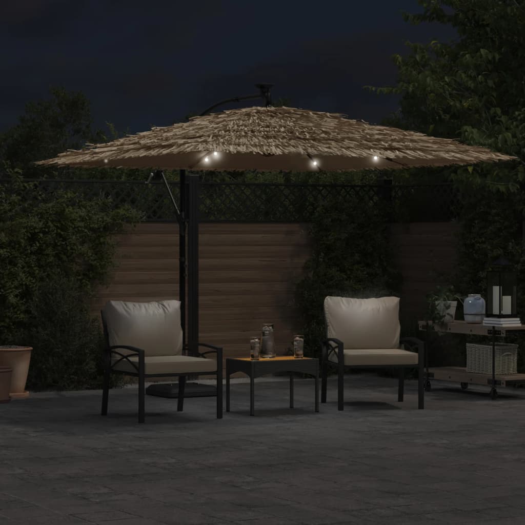 Vrtni suncobran LED s čeličnom šipkom smeđi 290x290x238 cm