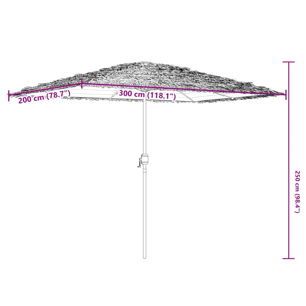 Vrtni suncobran s čeličnom šipkom zeleni 300x200x250 cm